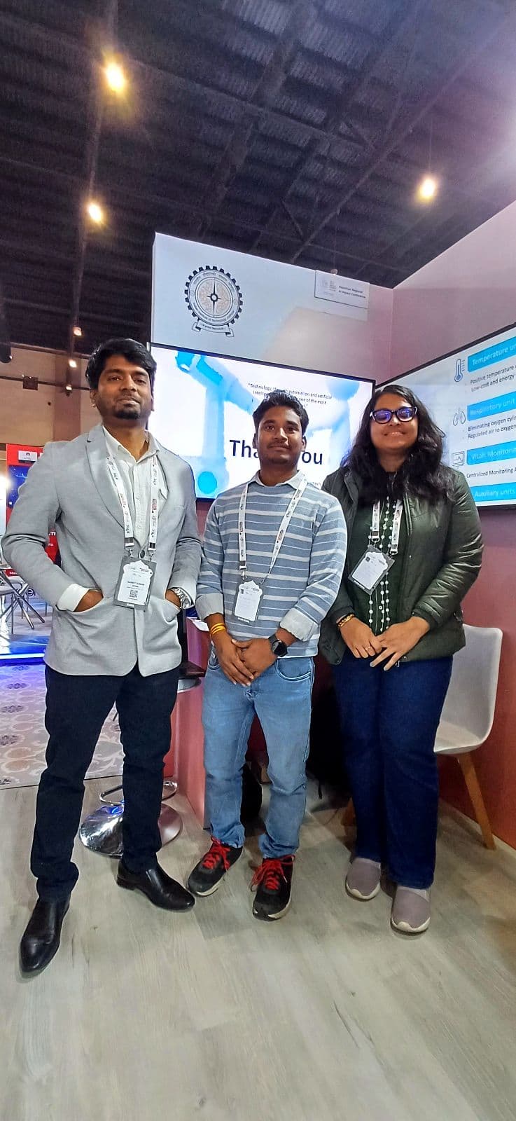 Visitors at an exhibition stall