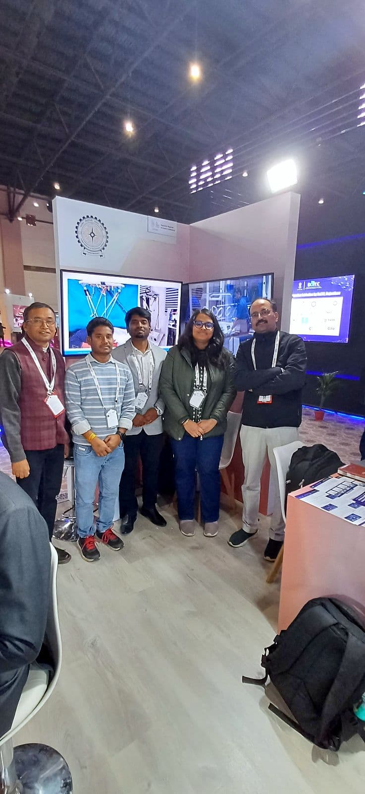 Visitors at an exhibition stall