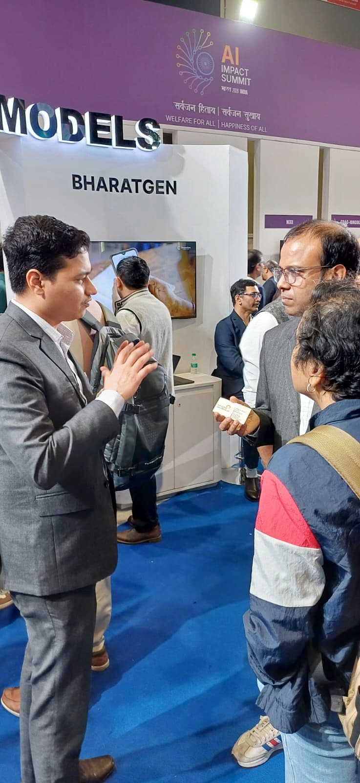 Visitors at a technology exhibition